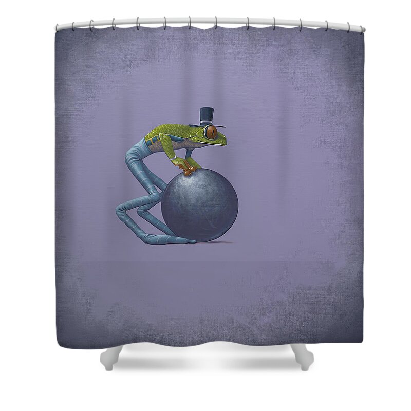 Pushing Pulling Weight Shower Curtain featuring the painting Metal Ball by Jasper Oostland