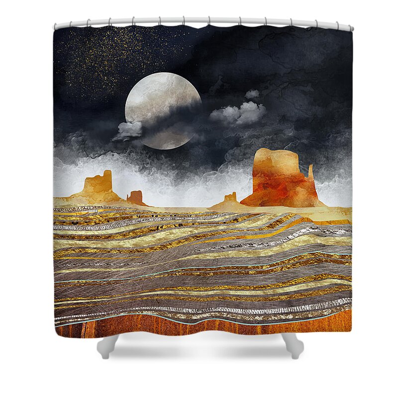 Desert Shower Curtain featuring the digital art Metallic Desert by Spacefrog Designs