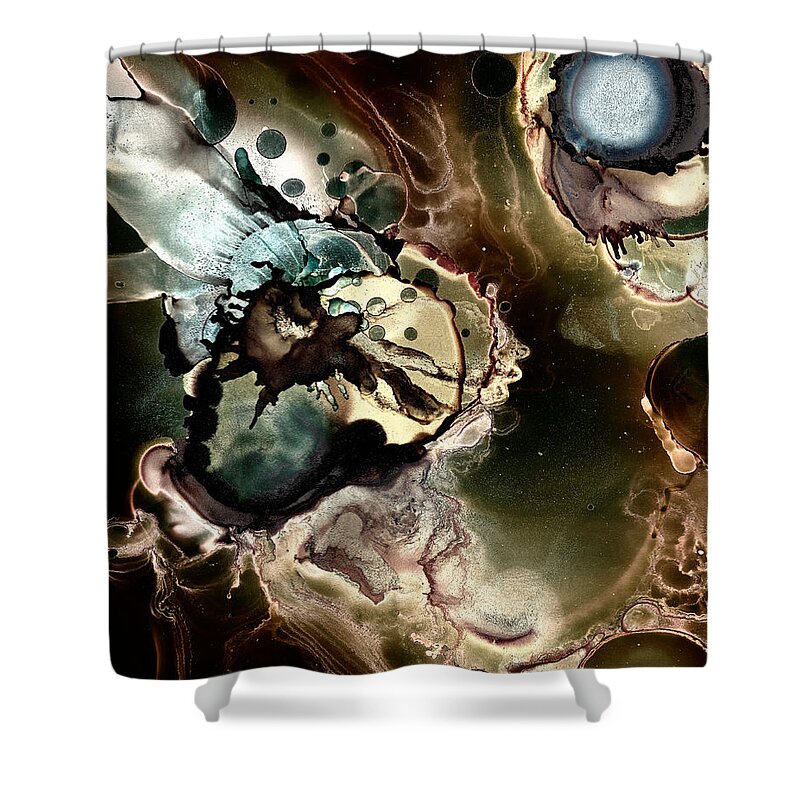 Nebula Art Shower Curtain featuring the painting Metallic Nebula by Patricia Lintner