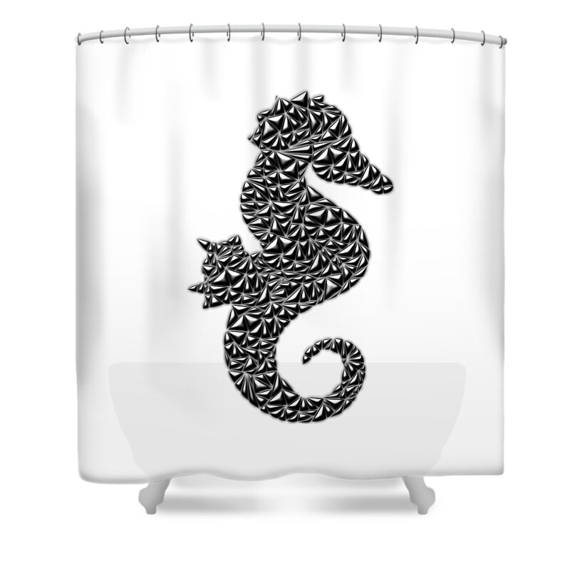 Seahorse Shower Curtain featuring the digital art Metallic Seahorse by Chris Butler
