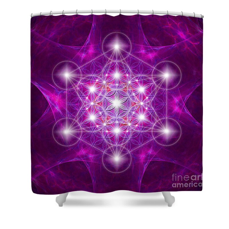 Metatron Shower Curtain featuring the digital art Metatron Cube Mandala by Alexa Szlavics
