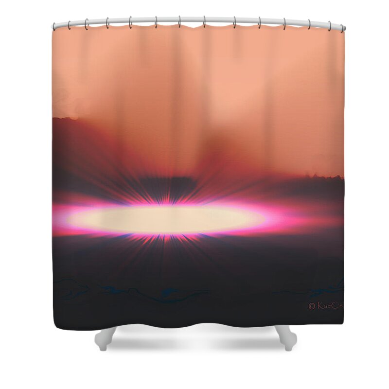 Abstract Shower Curtain featuring the digital art Meteor Strike by Kae Cheatham