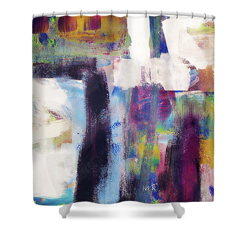 Abstract Painting Shower Curtain featuring the mixed media Metro 1- Abstract Art by Linda Woods by Linda Woods