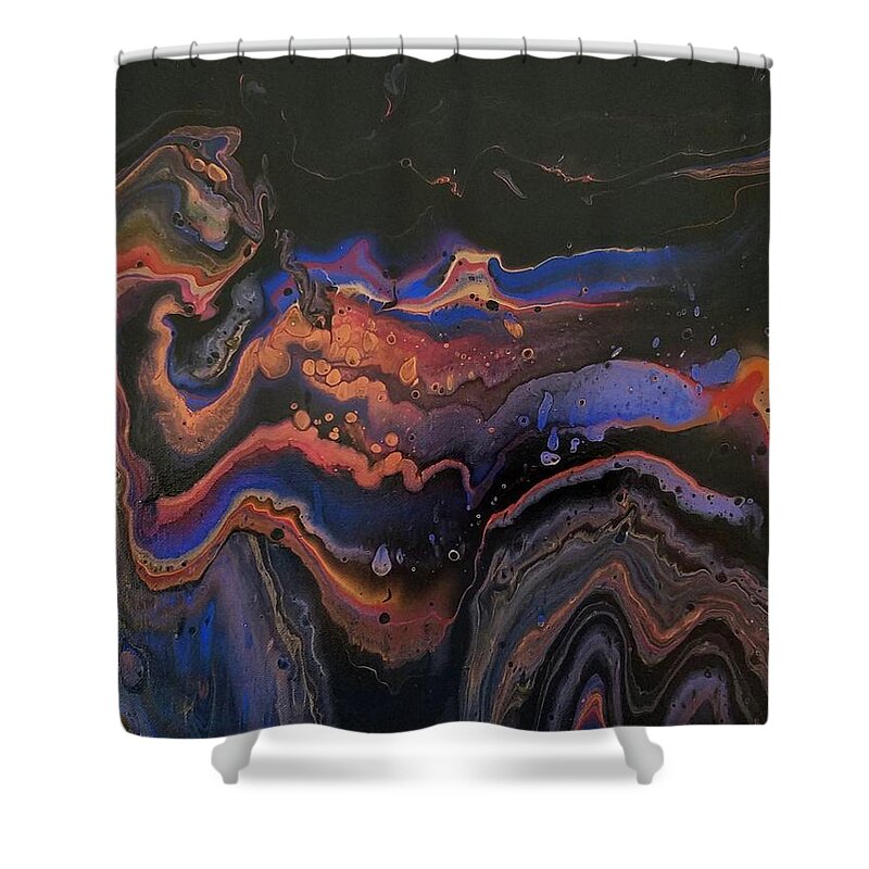 Abstract Shower Curtain featuring the painting #193 Mexican Dancing Dress #193 by Gerry Smith
