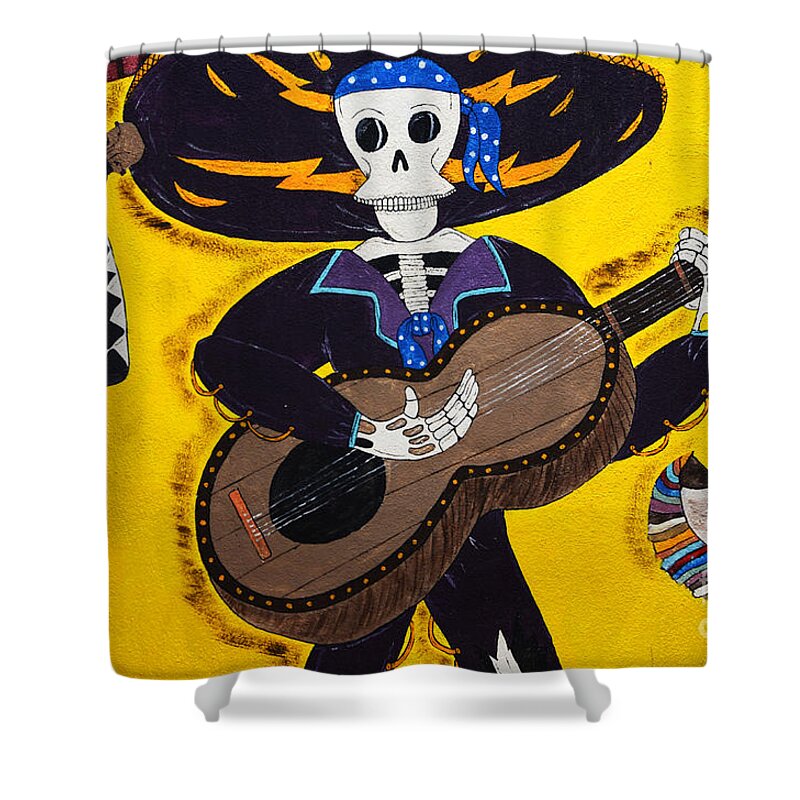 Mexican Skeleton Art Shower Curtain featuring the photograph Mexican Skeleton Folk Art by Bob Christopher