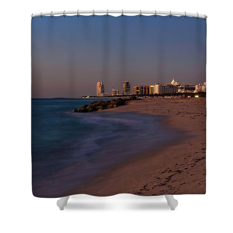 Miami Beach Shower Curtain featuring the photograph Miami Beach Twilight by Penny Meyers