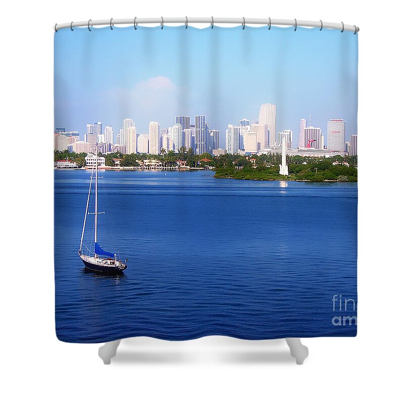 Florida Shower Curtain featuring the photograph Miami Florida Skyline by Phil Perkins