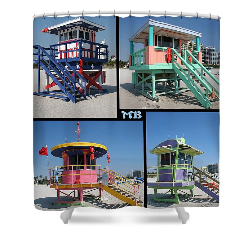 Miami Shower Curtain featuring the photograph Miami Huts by DJ Florek