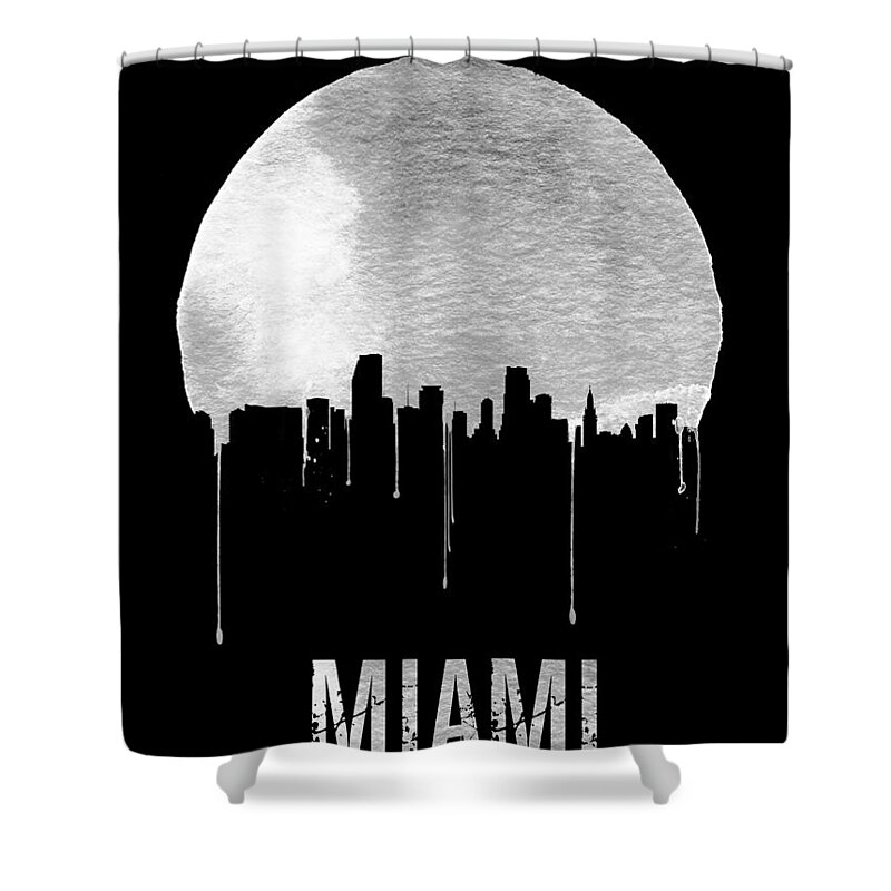 Miami Shower Curtain featuring the painting Miami Skyline Black by Naxart Studio