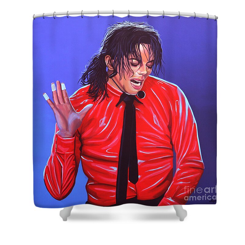 Michael Jackson Shower Curtain featuring the painting Michael Jackson 2 by Paul Meijering