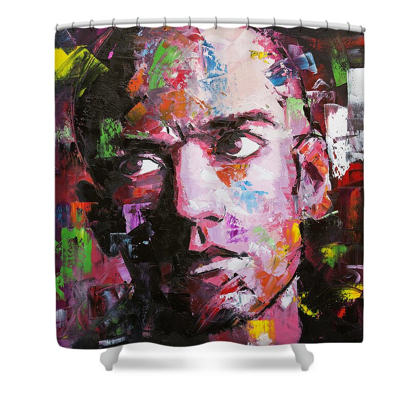 Michael Stipe Shower Curtain featuring the painting Michael Stipe by Richard Day
