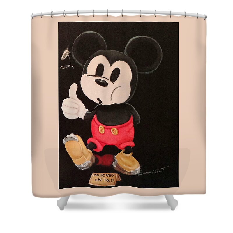 Oil Painting Shower Curtain featuring the painting Mickey on tap by Susan Roberts