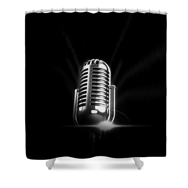 Mic Shower Curtain featuring the photograph Microphone 16 by Jean Francois Gil