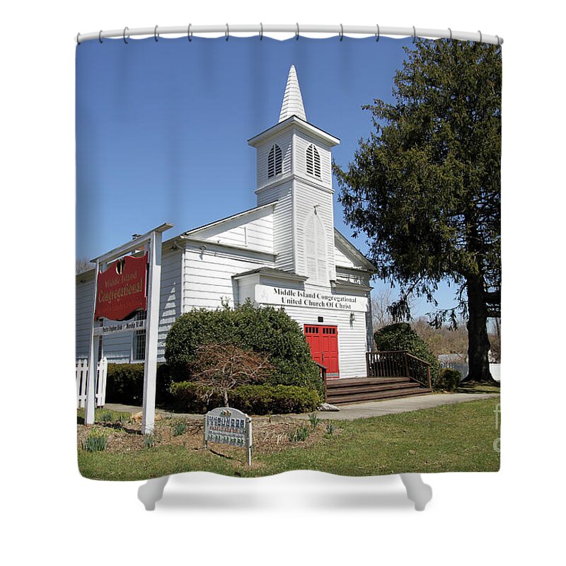 Middle Island Congregational Church Shower Curtain featuring the photograph Middle Island Congregational United Church of Christ by Steven Spak