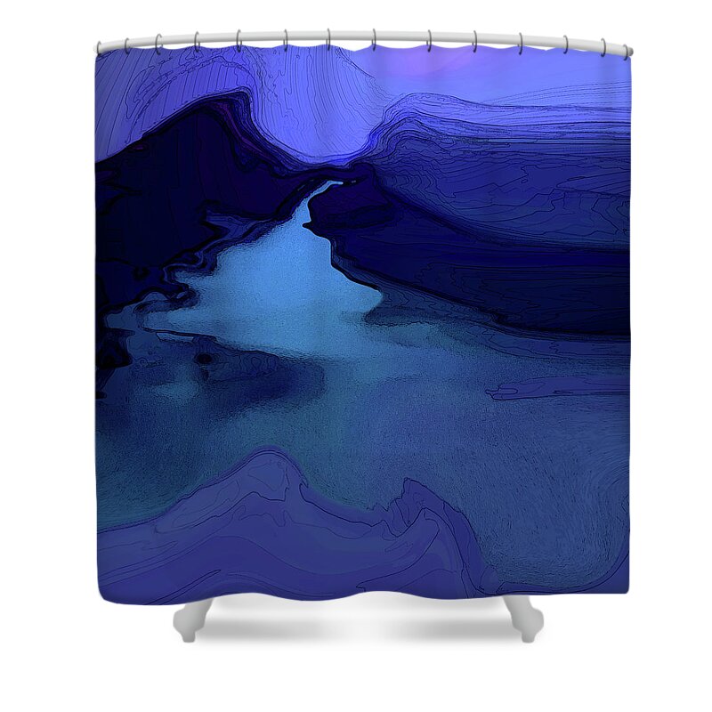 Landscape Shower Curtain featuring the digital art Midnight Blue by Gina Harrison