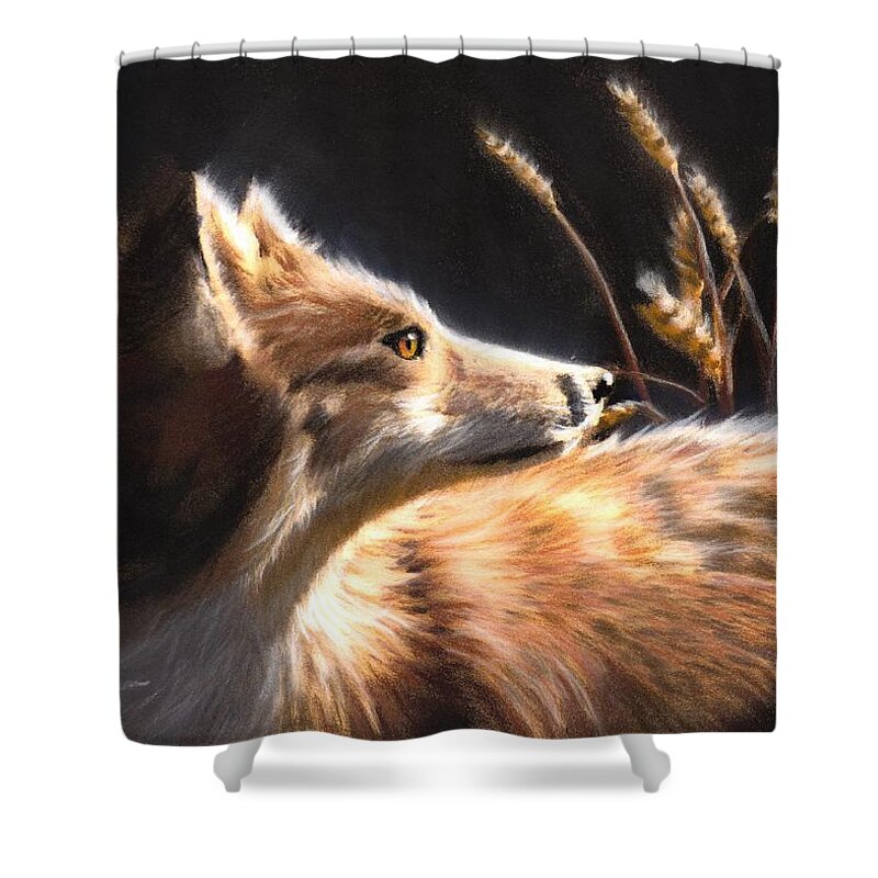 Fox Shower Curtain featuring the painting Midnight Fox by Melissa Herrin