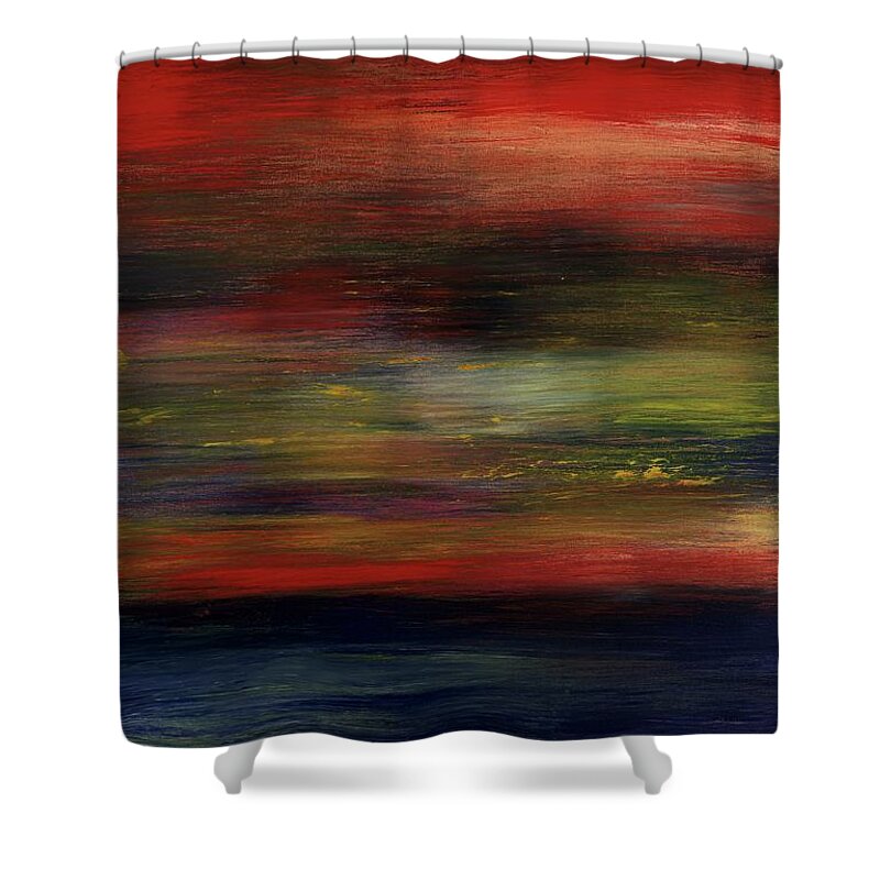 Abstract Expression Shower Curtain featuring the painting Midnight Moonlight by Angela Bushman