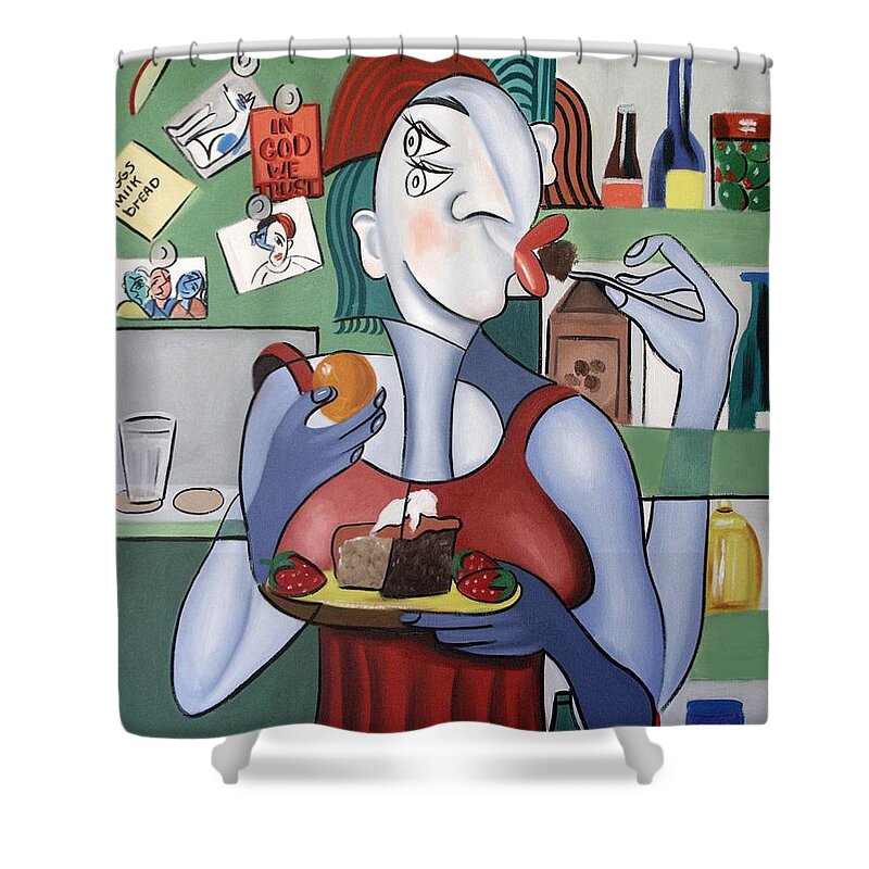 Midnight Snack Shower Curtain featuring the painting Midnight Snack by Anthony Falbo