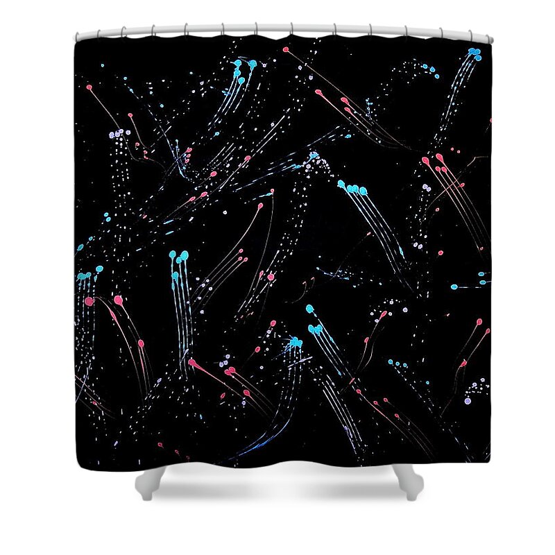 Shooting Stars Shower Curtain featuring the painting Musical Realms by Patrick Morgan