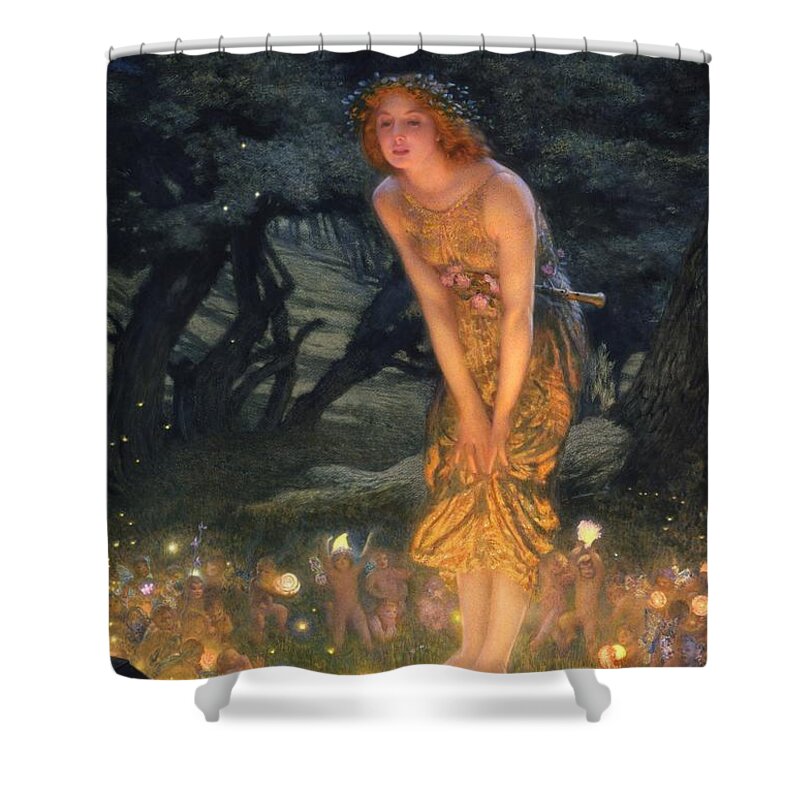 Pre Raphaelite Shower Curtain featuring the painting Midsummer Eve by Edward Robert Hughes