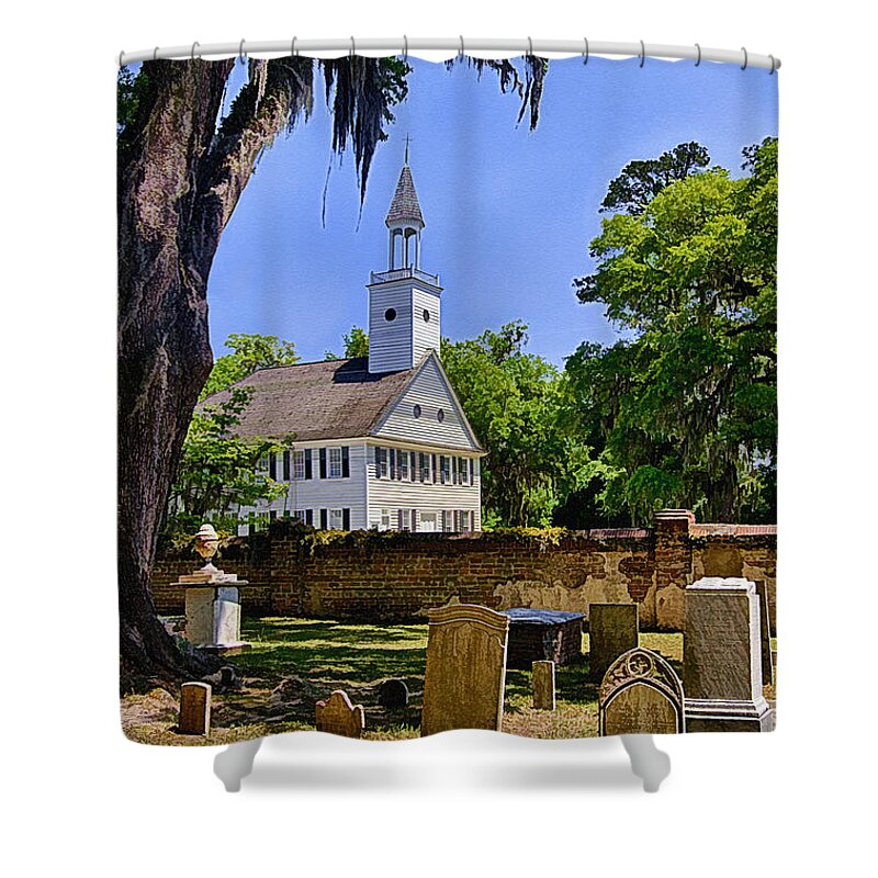 Church Shower Curtain featuring the photograph Midway Congregational Church by Priscilla Burgers