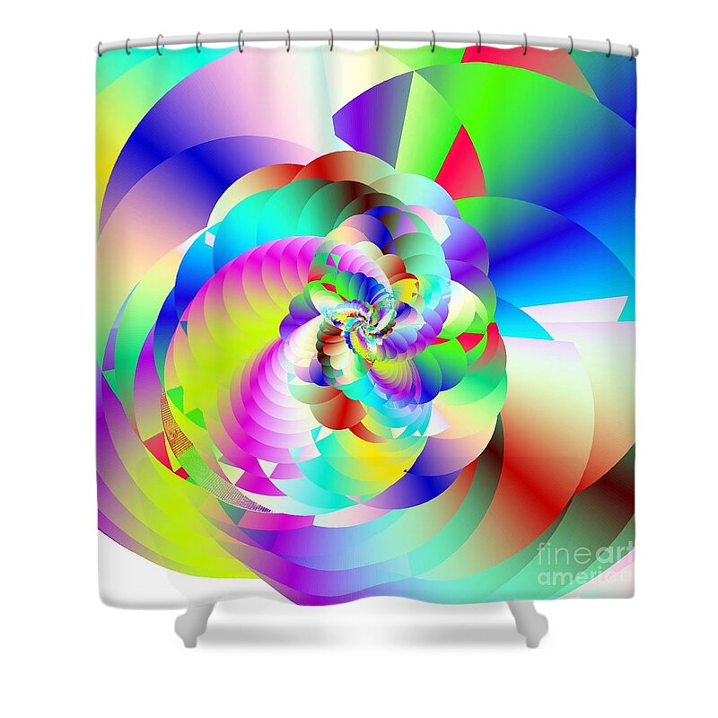Rainbow Fractal Clouds Shower Curtain featuring the digital art Mighty Clouds Of Joy by Michael Skinner