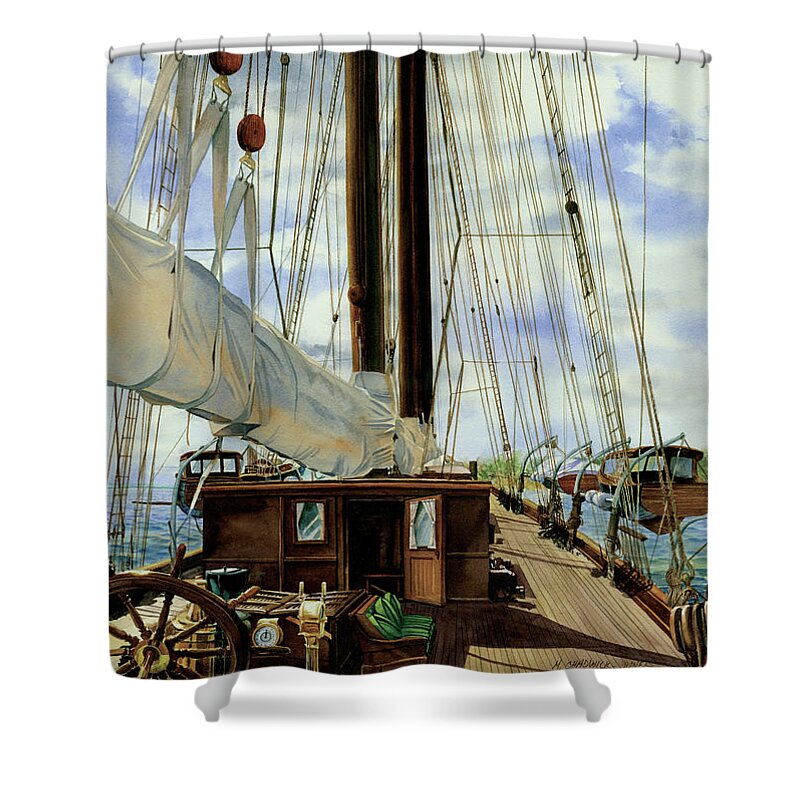 Ocean Shower Curtain featuring the painting Migrant by Marguerite Chadwick-Juner