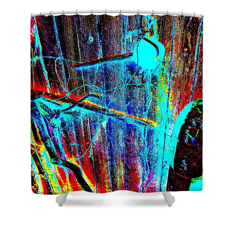 Abstract Shower Curtain featuring the photograph Mike's Art Fence 185 by George Ramos