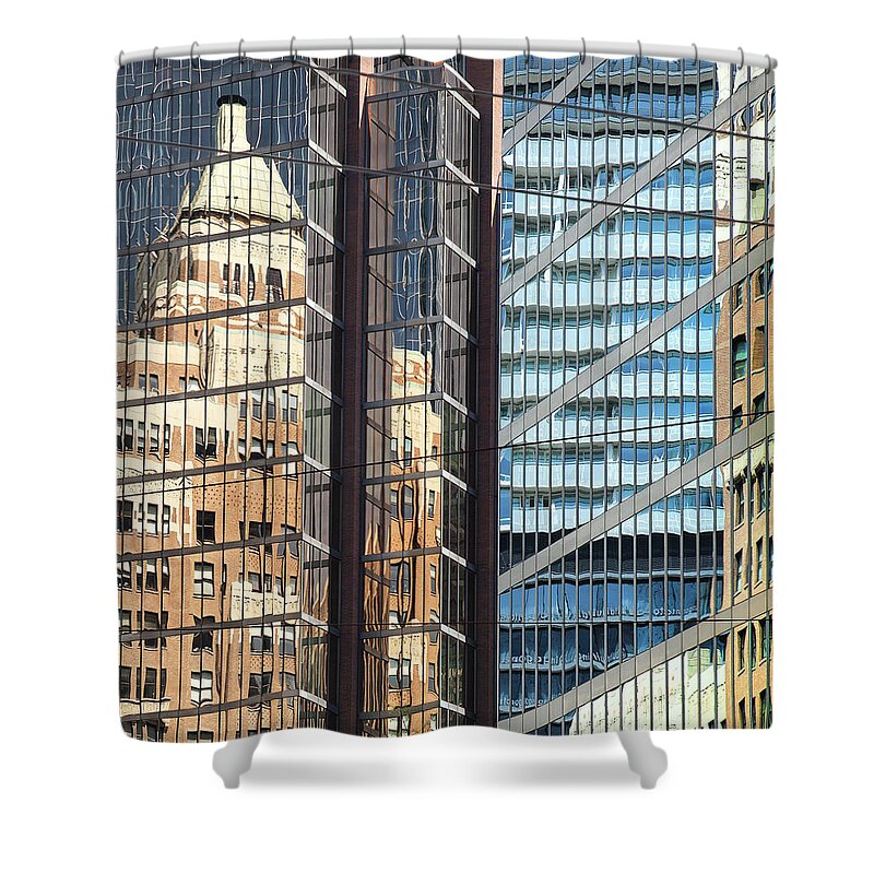 Theresa Tahara Shower Curtain featuring the photograph Vancouver Reflections by Theresa Tahara