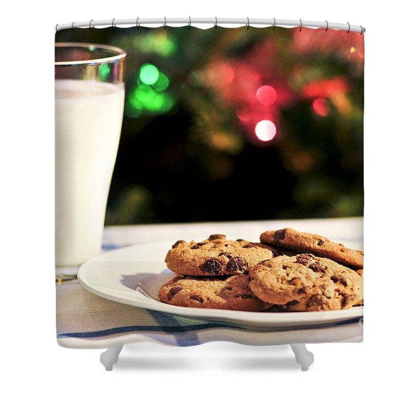Cookies Shower Curtain featuring the photograph Milk and cookies for Santa by Elena Elisseeva