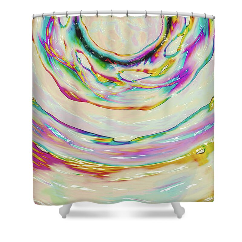 Abstract Waves Shower Curtain featuring the digital art Milk Effects No3 by Matthew Lindley