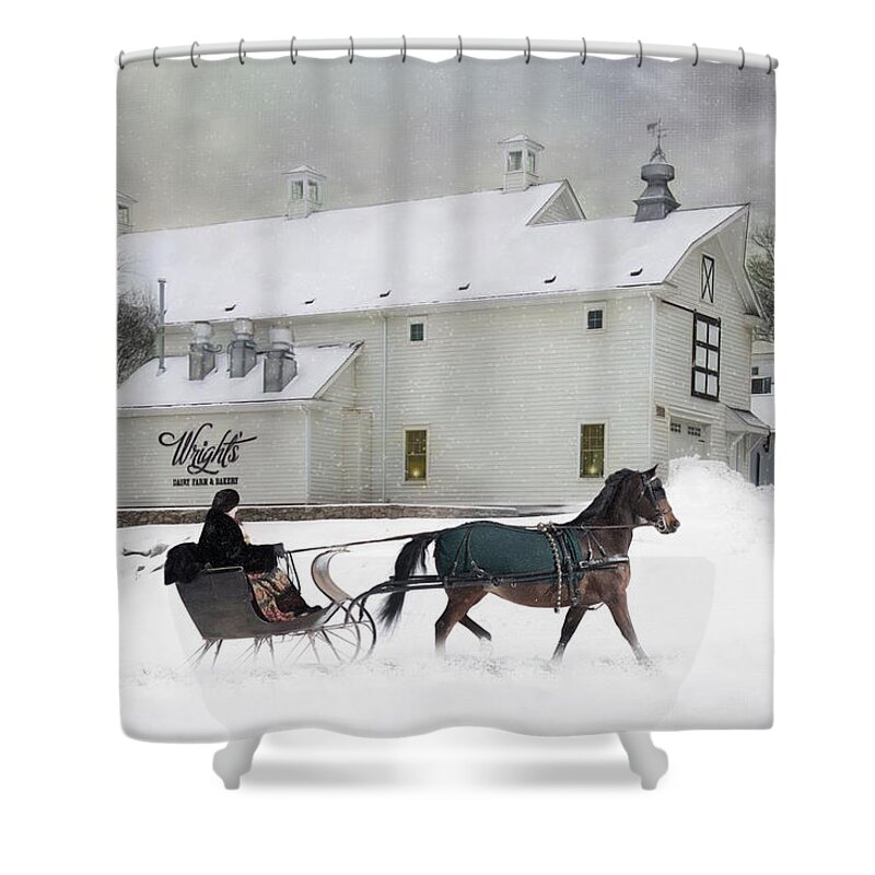 Horse Shower Curtain featuring the photograph Milk Run by Robin-Lee Vieira