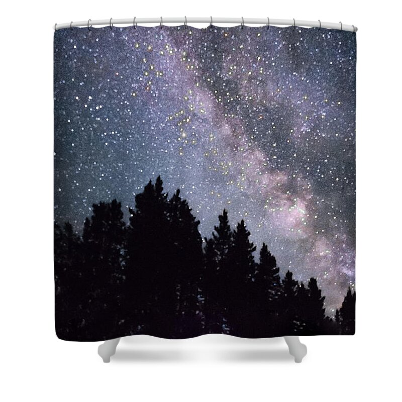 Dakota Shower Curtain featuring the photograph Milky Way Above the Bighorns by Greni Graph