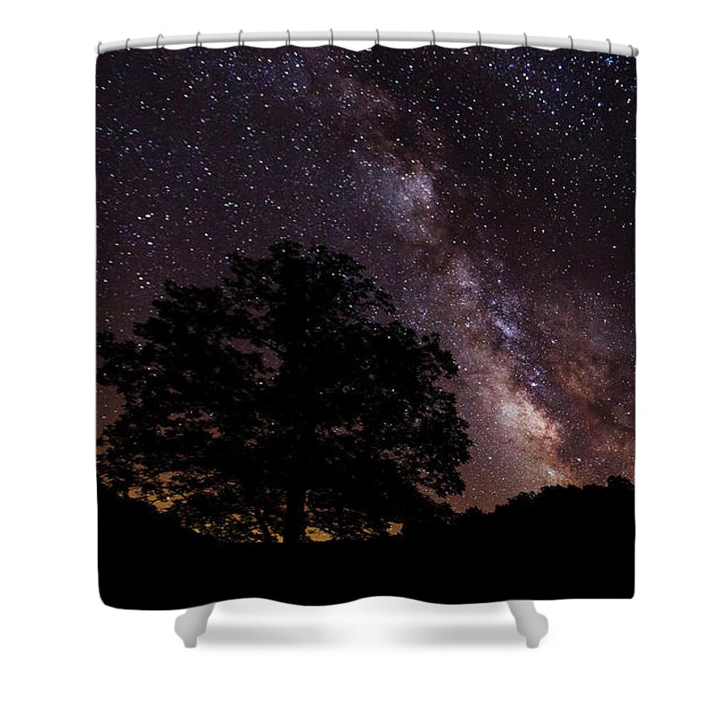Milky Way Shower Curtain featuring the photograph Milky Way and the Tree by Eilish Palmer