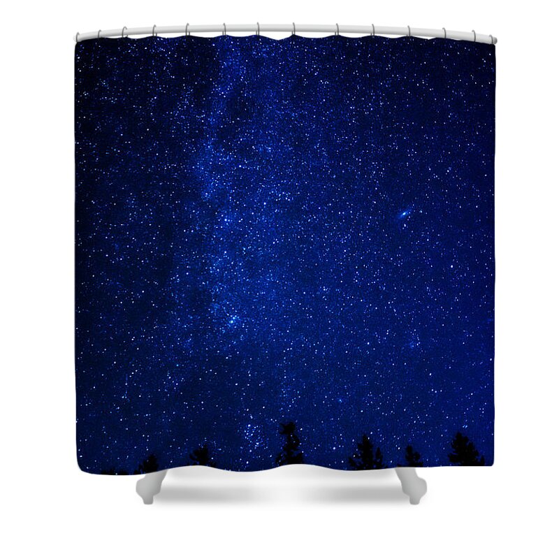 Deep Shower Curtain featuring the photograph Milky Way and Trees by Pelo Blanco Photo