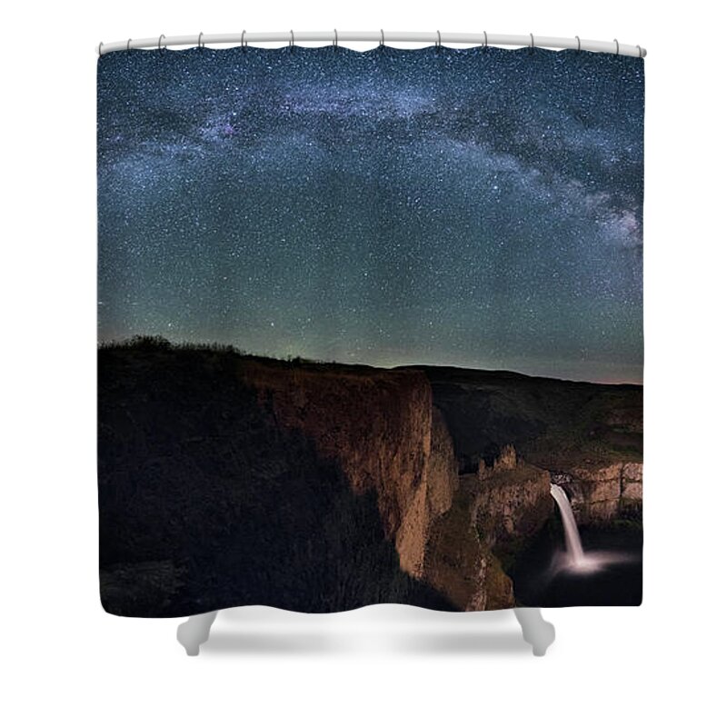 Milky Way Shower Curtain featuring the photograph Milky Way Arch over Palouse Falls by Yoshiki Nakamura