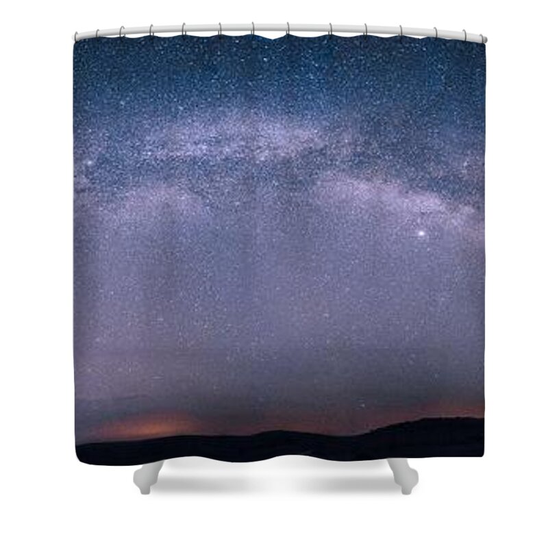 Dakota Shower Curtain featuring the photograph Milky Way Arch Over the Badlands by Greni Graph