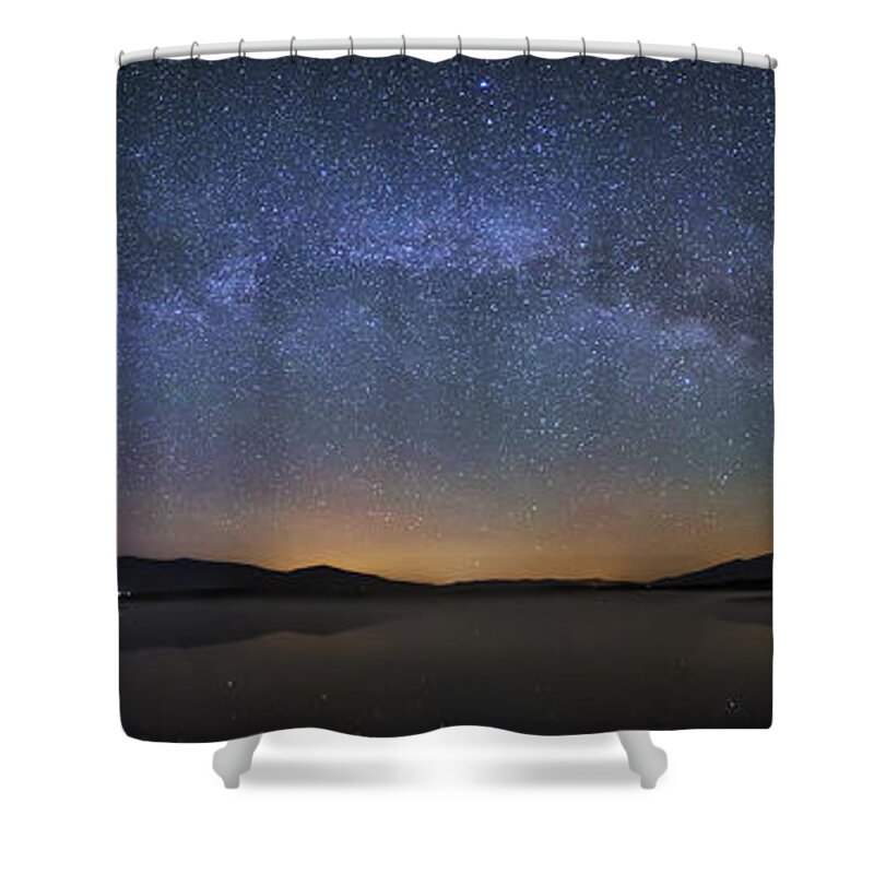 Milky Shower Curtain featuring the photograph Milky Way over Cherry Pond by White Mountain Images
