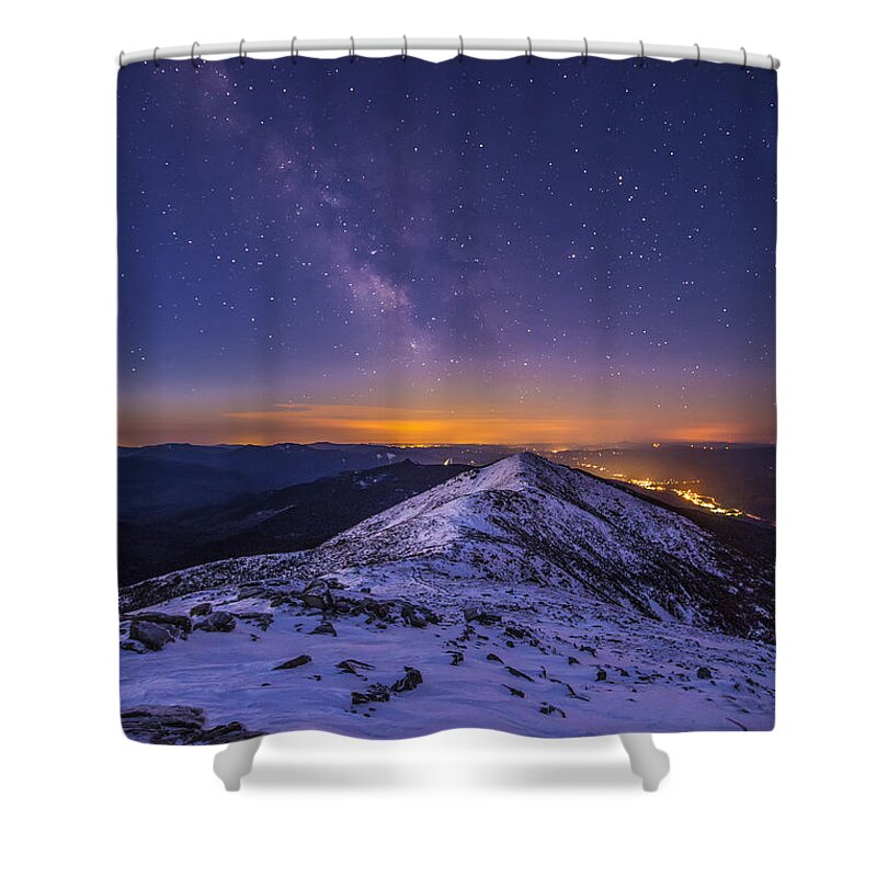 Milky Way Over Franconia Ridge Shower Curtain featuring the photograph Milky Way over Franconia Ridge by White Mountain Images