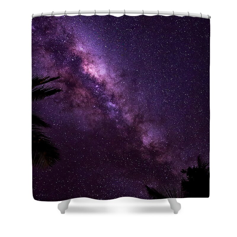 Astrophotography Shower Curtain featuring the photograph Milky Way Over Mission Beach Vertical by Avian Resources