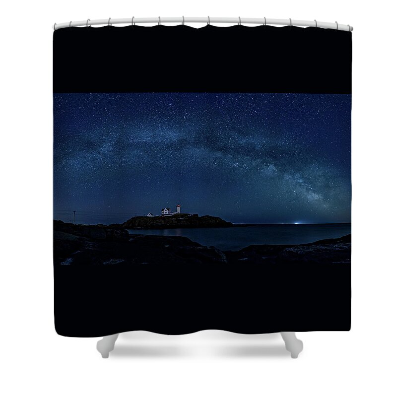 Milky Way Shower Curtain featuring the photograph Milky Way over Nubble by Darryl Hendricks
