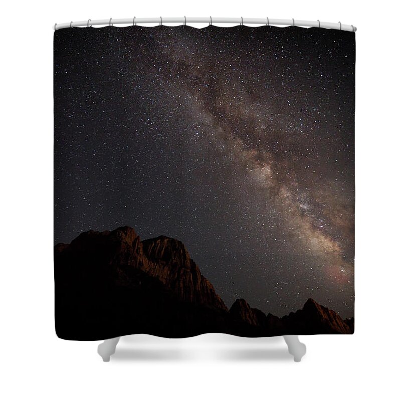 Milkyway Shower Curtain featuring the photograph Milky Way Over Zion by David Watkins
