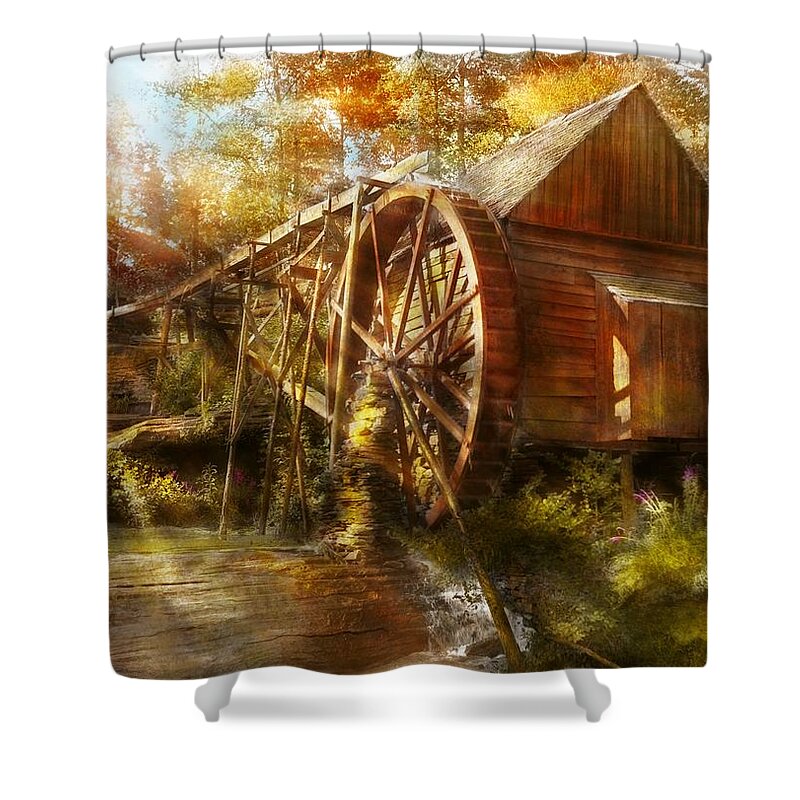 Mill Shower Curtain featuring the photograph Mill - Cornelia, GA - Grandpa's grist mill 1936 by Mike Savad