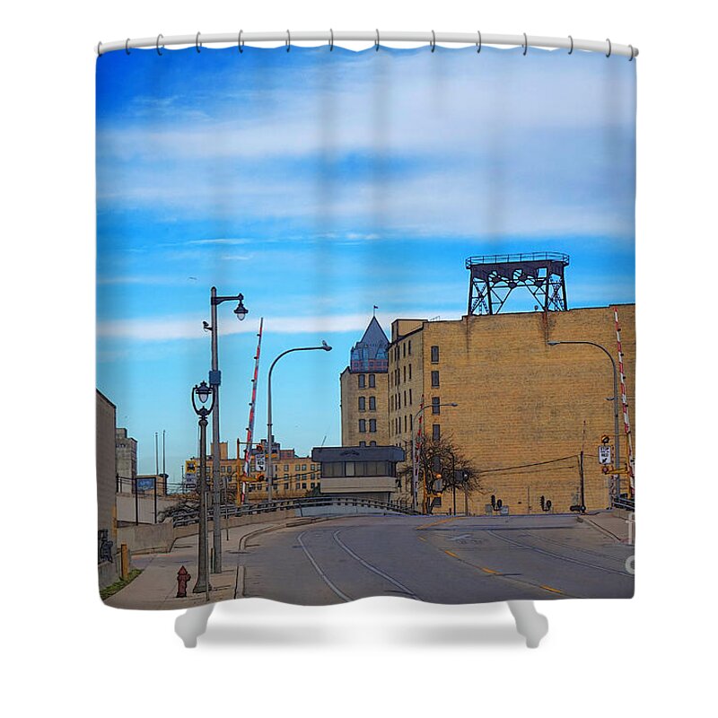 Milwaukee Shower Curtain featuring the digital art Milwaukee Cold Storage Co by David Blank