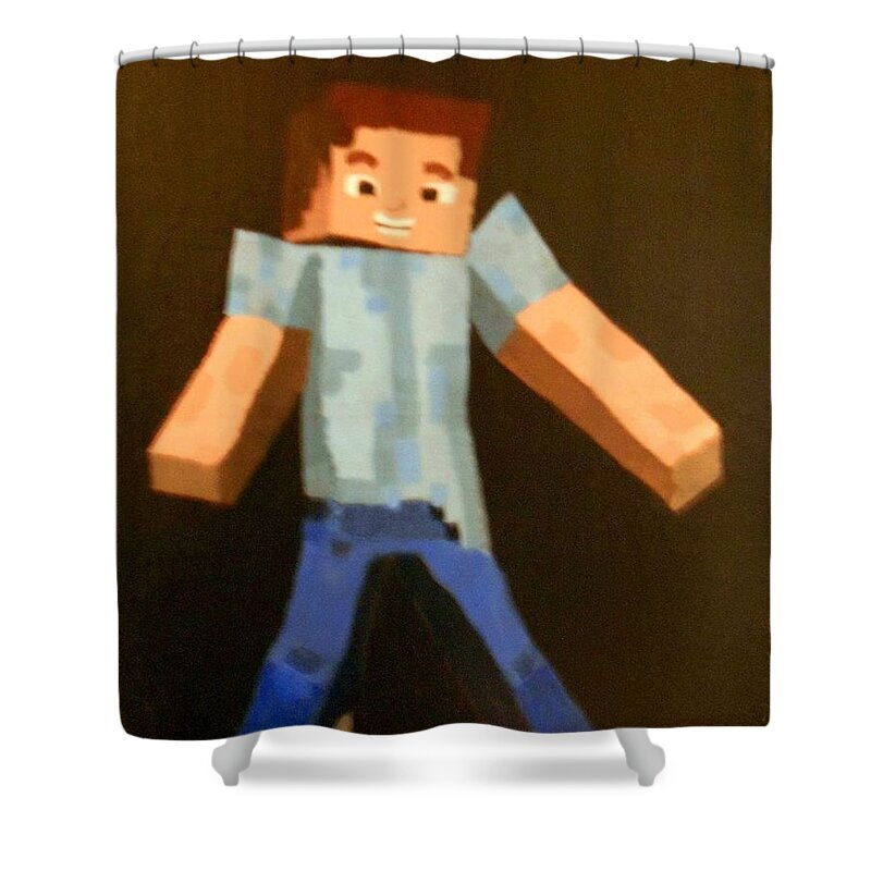 Minecraft Shower Curtain featuring the painting Minecraft Steve by Sheri Keith
