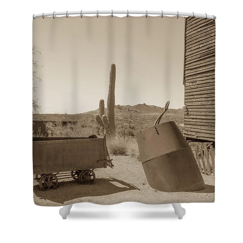 Mine Cart Shower Curtain featuring the photograph Mining tools by Darrell Foster