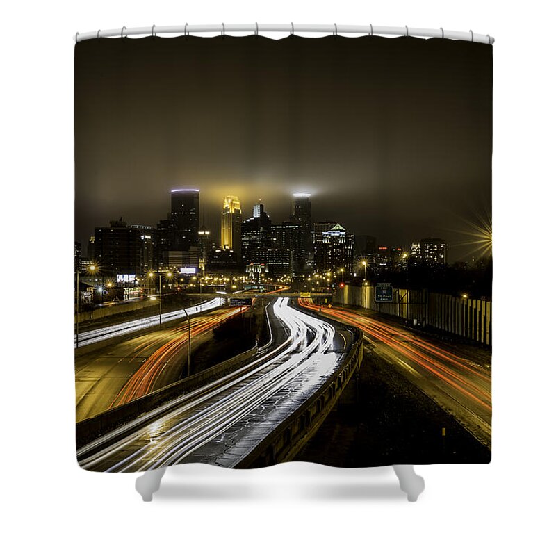 Minneapolis Shower Curtain featuring the photograph Minneapolis Skyline by The Flying Photographer