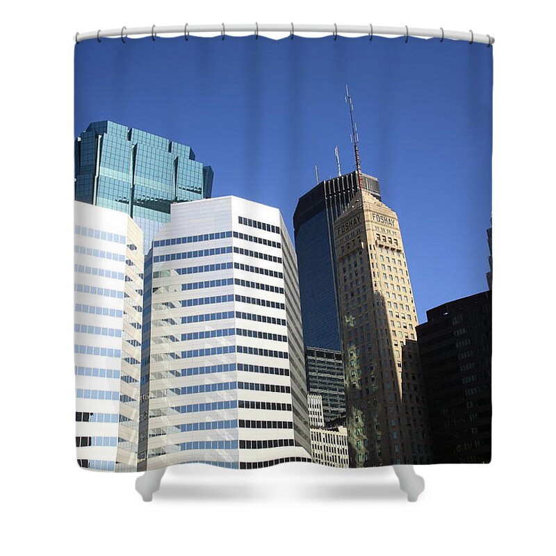 America Shower Curtain featuring the photograph Minneapolis Skyscrapers 11 by Frank Romeo