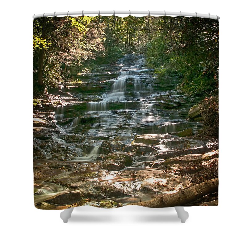 Minnehaha Falls; Waterfall; Rabun County; Georgia; Forest Shower Curtain featuring the photograph Minnehaha Falls by Mick Burkey