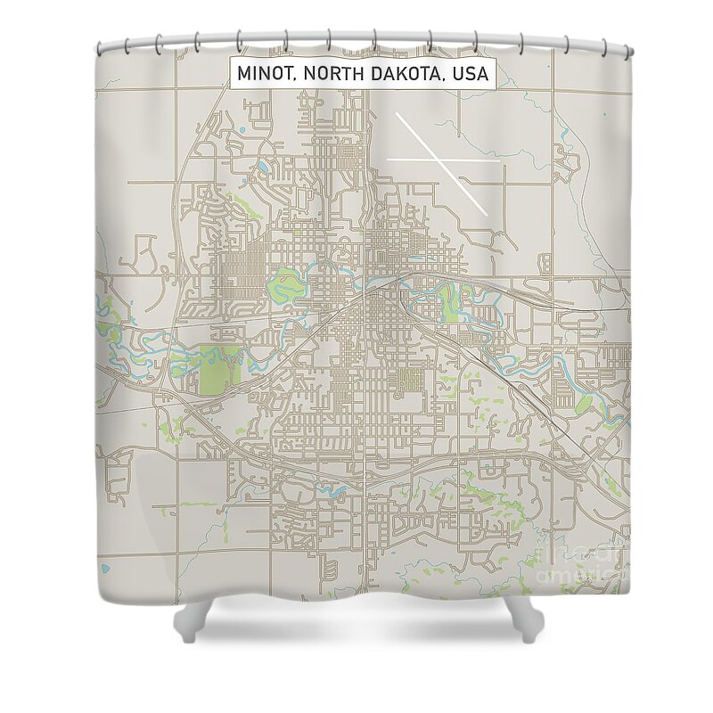 Minot Shower Curtain featuring the digital art Minot North Dakota US City Street Map by Frank Ramspott